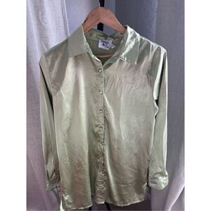 Princess Polly Sage Green 90210 Satin‎ Dress Shirt Mini Dress Sz 6
